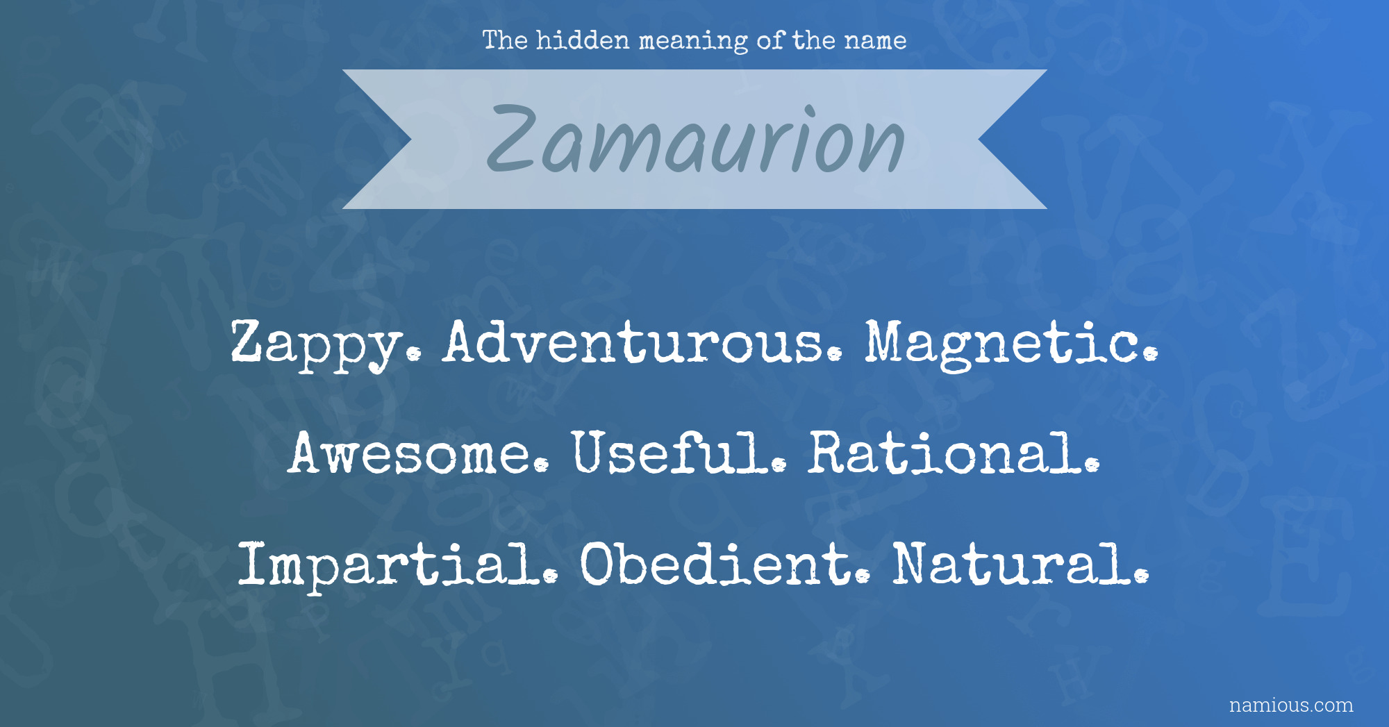 The hidden meaning of the name Zamaurion