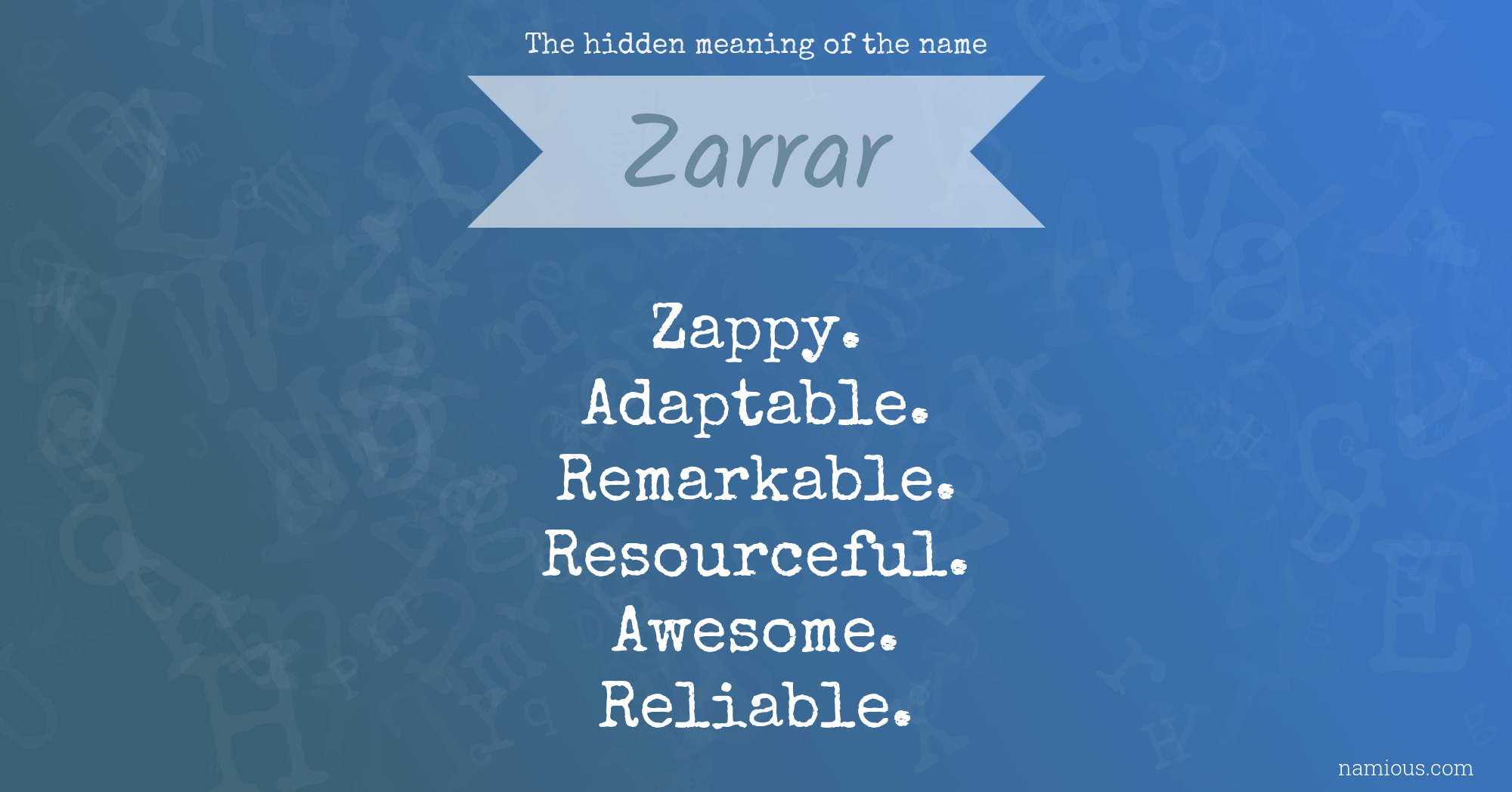 The hidden meaning of the name Zarrar