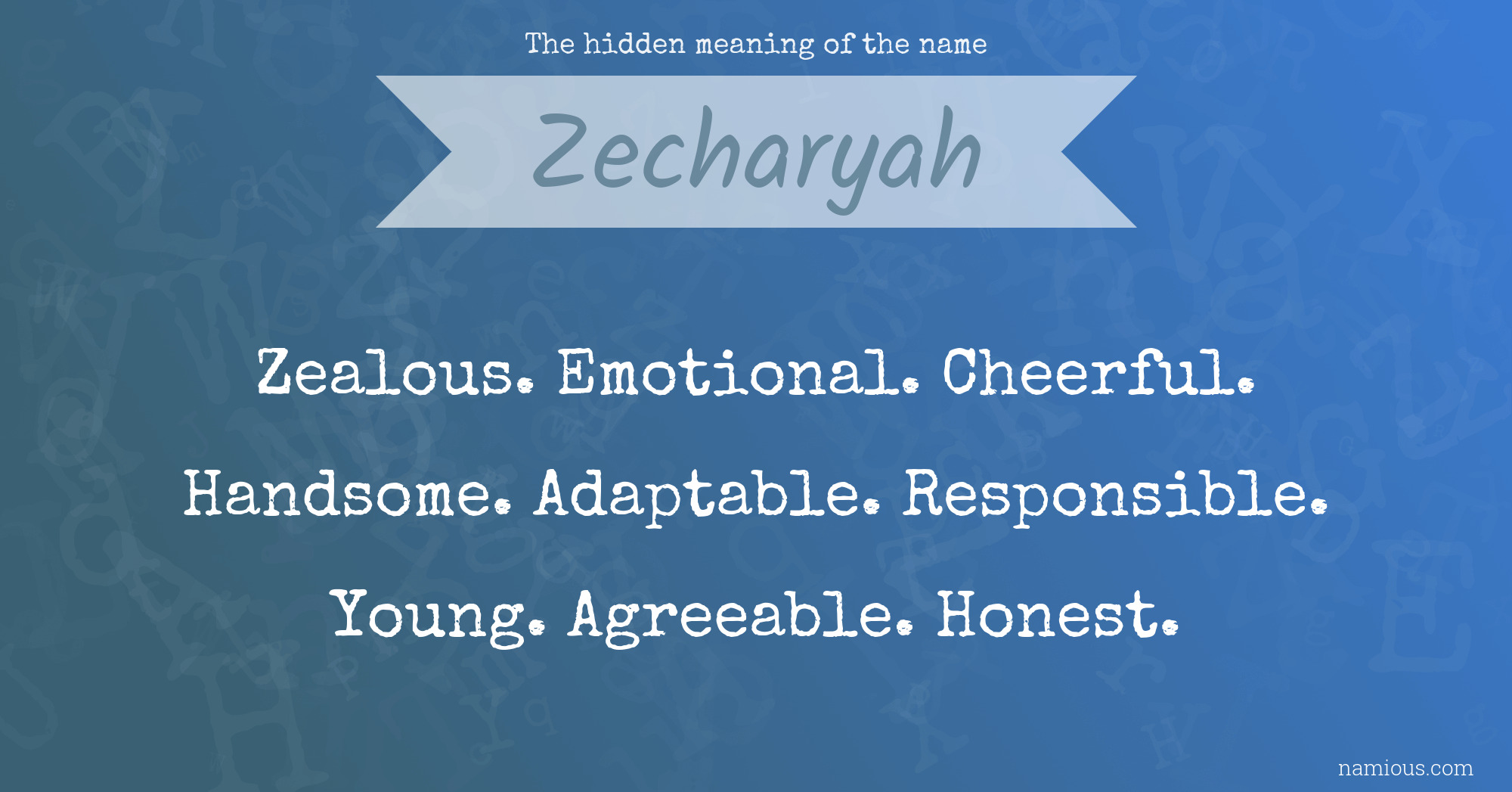 The hidden meaning of the name Zecharyah