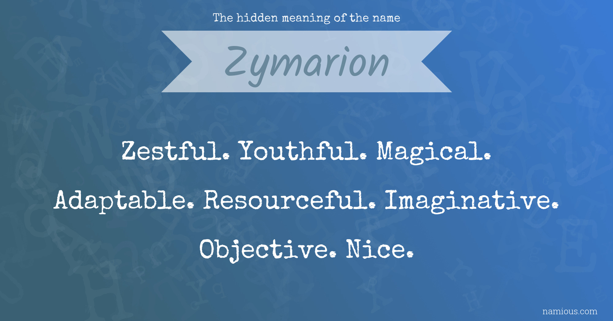 The hidden meaning of the name Zymarion