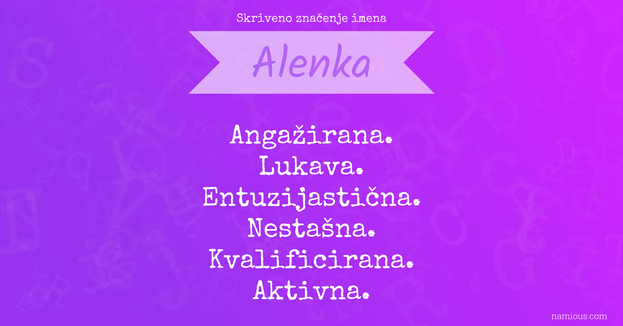 Skriveno značenje imena Alenka