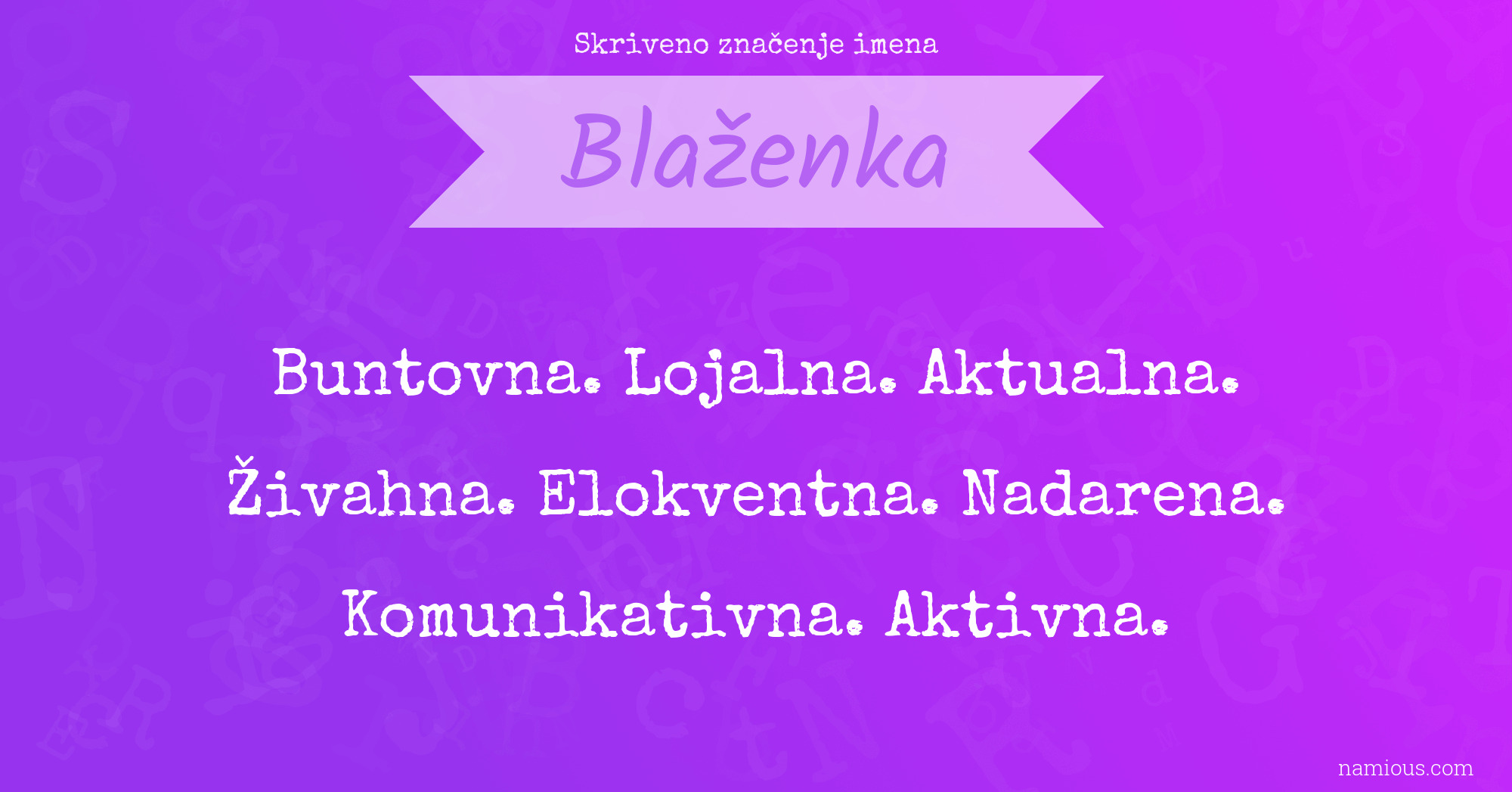 Skriveno značenje imena Blaženka