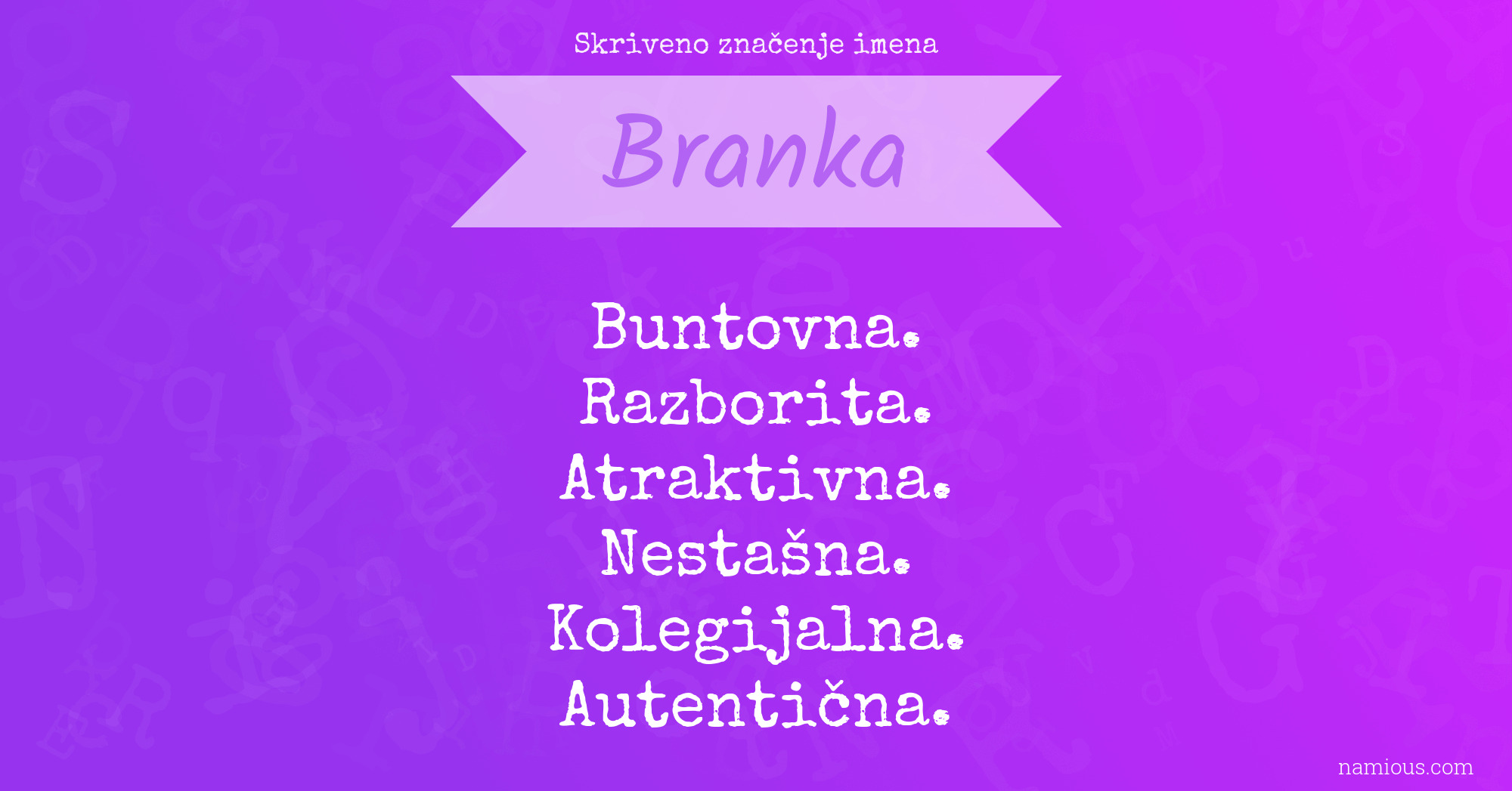 Skriveno značenje imena Branka