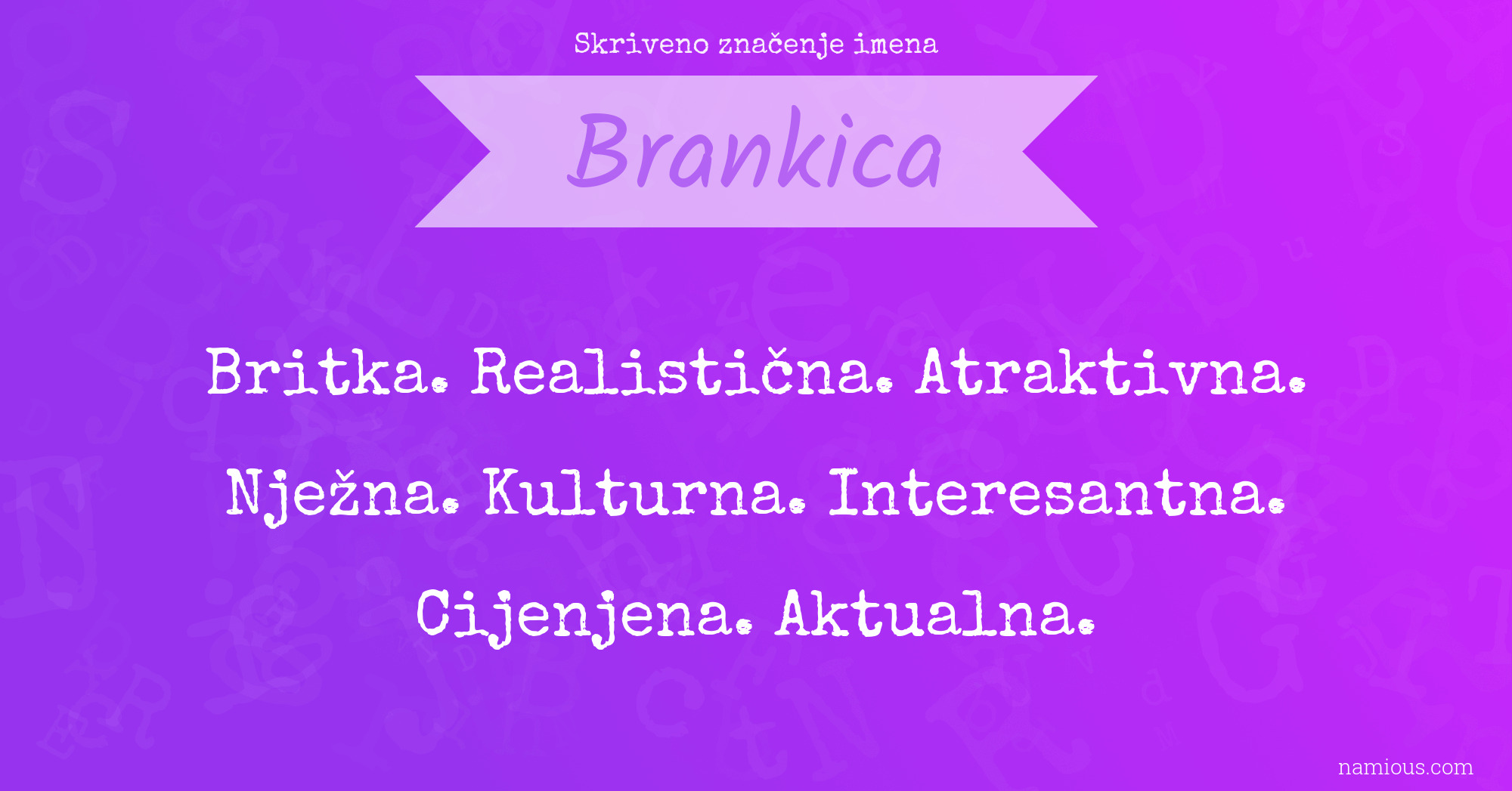 Skriveno značenje imena Brankica