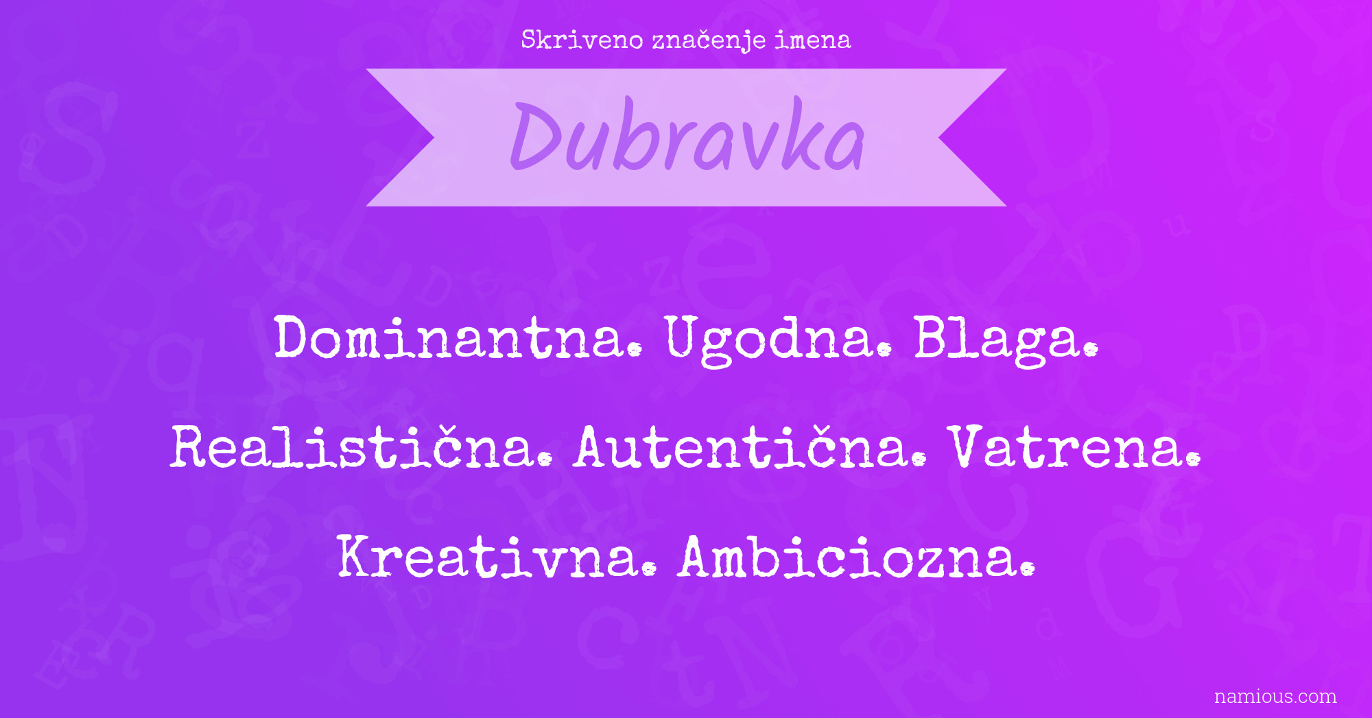 Skriveno značenje imena Dubravka