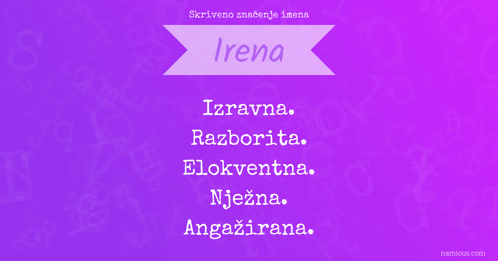 Skriveno značenje imena Irena