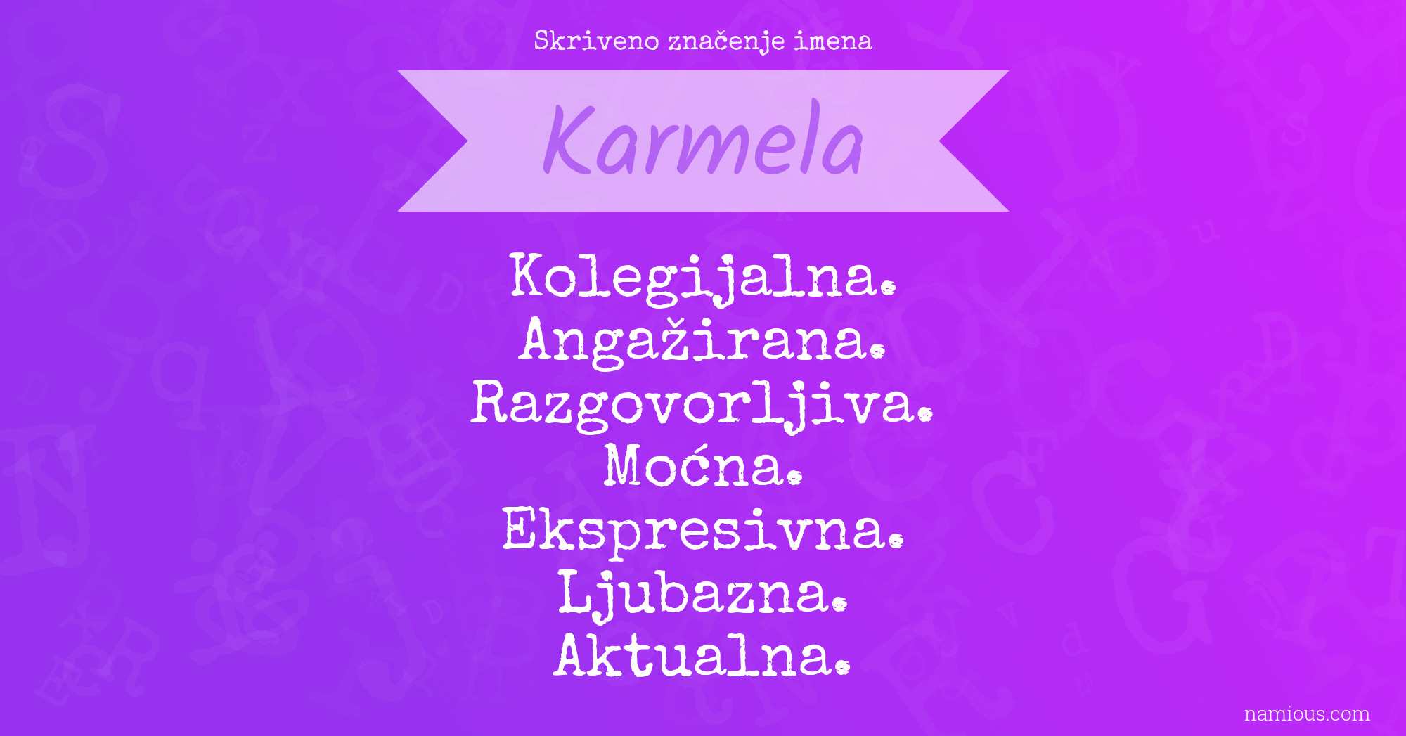 Skriveno značenje imena Karmela