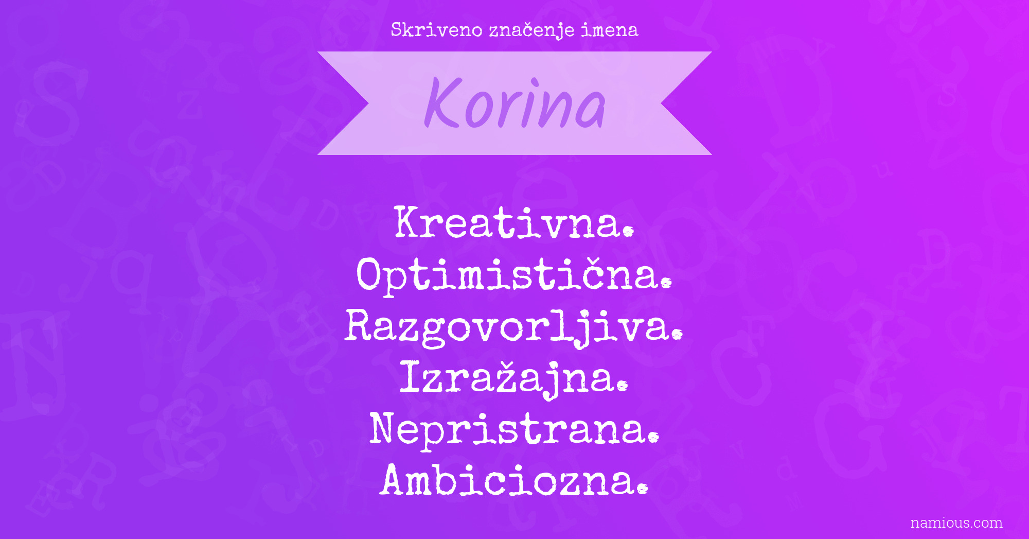 Skriveno značenje imena Korina