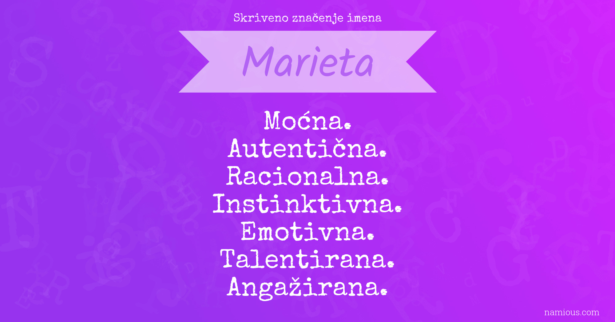 Skriveno značenje imena Marieta