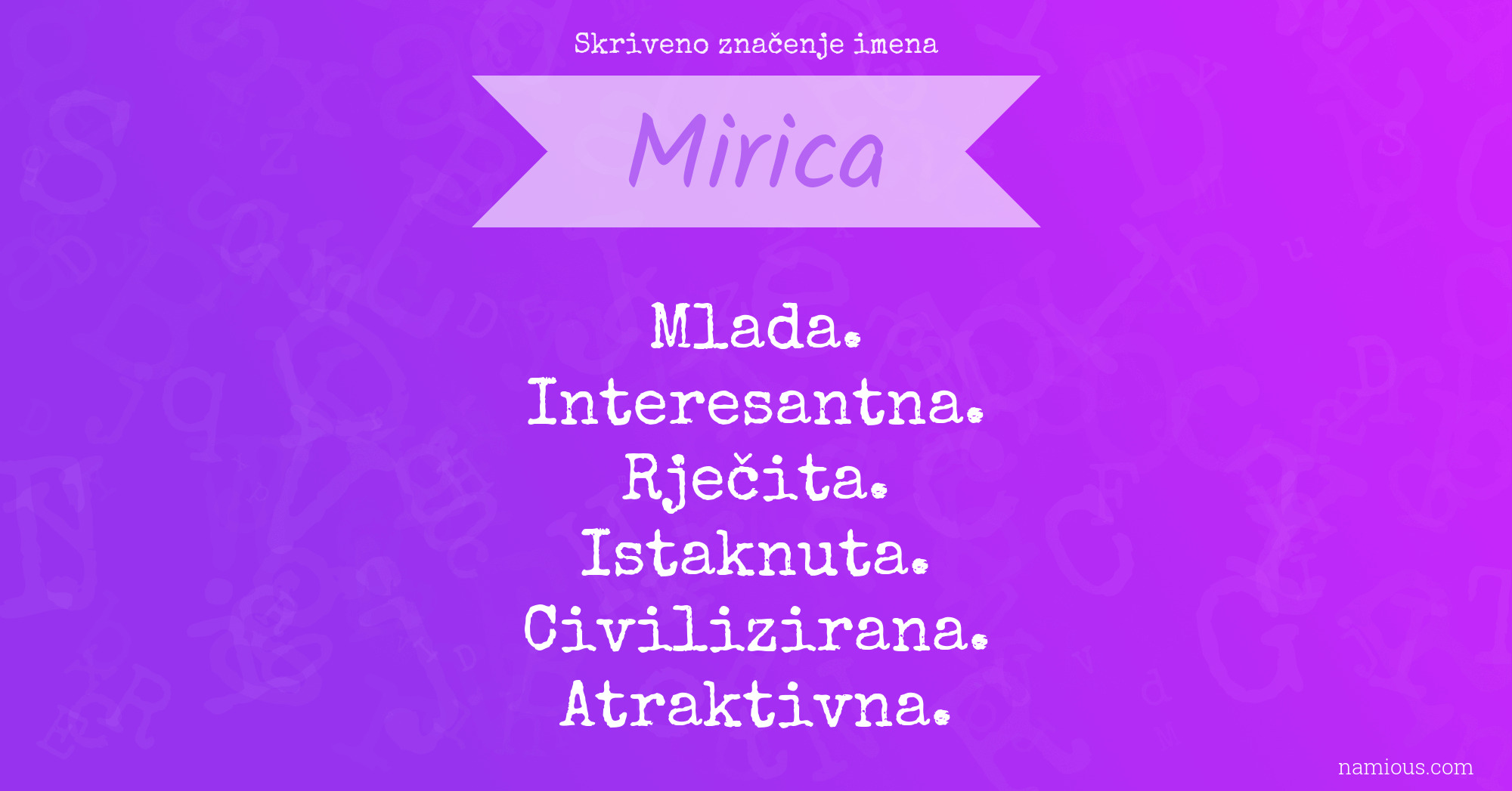 Skriveno značenje imena Mirica