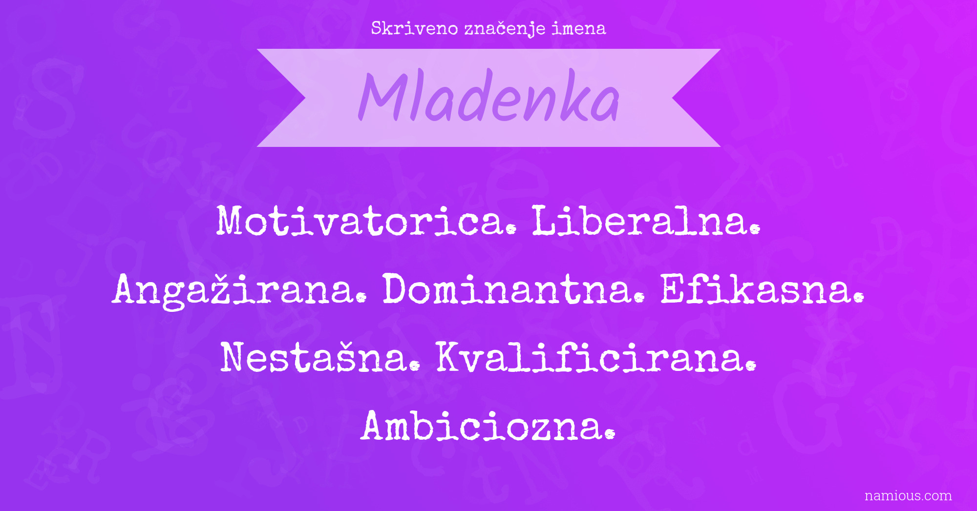 Skriveno značenje imena Mladenka