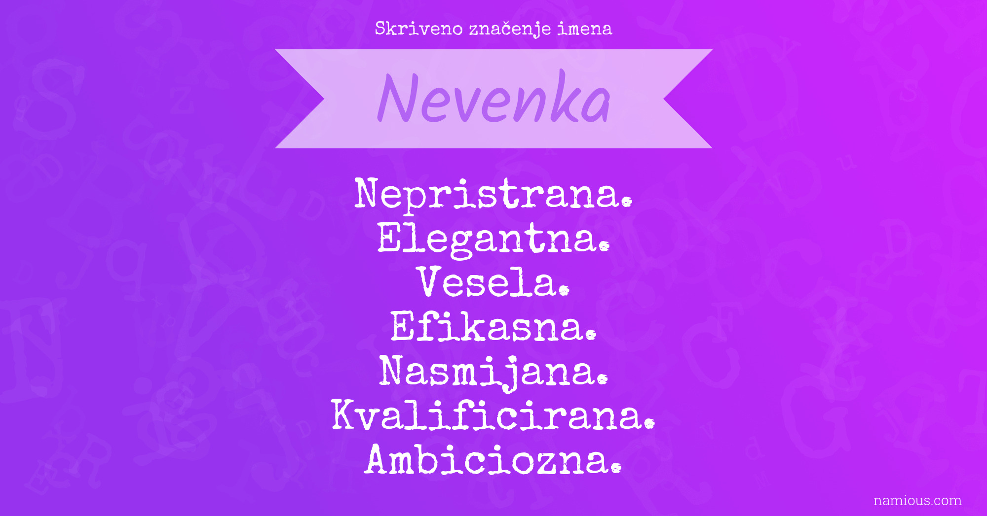 Skriveno značenje imena Nevenka