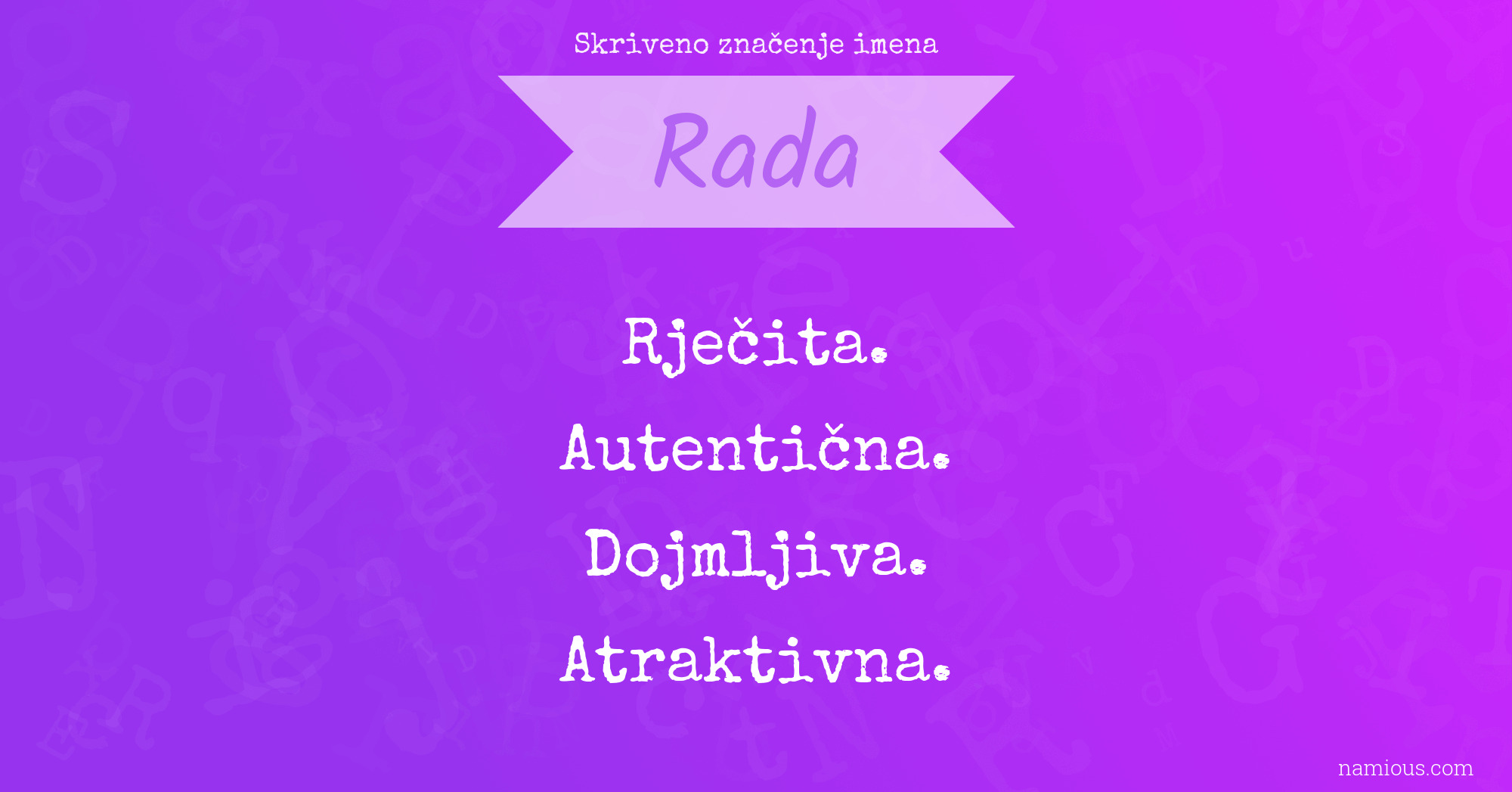 Skriveno značenje imena Rada