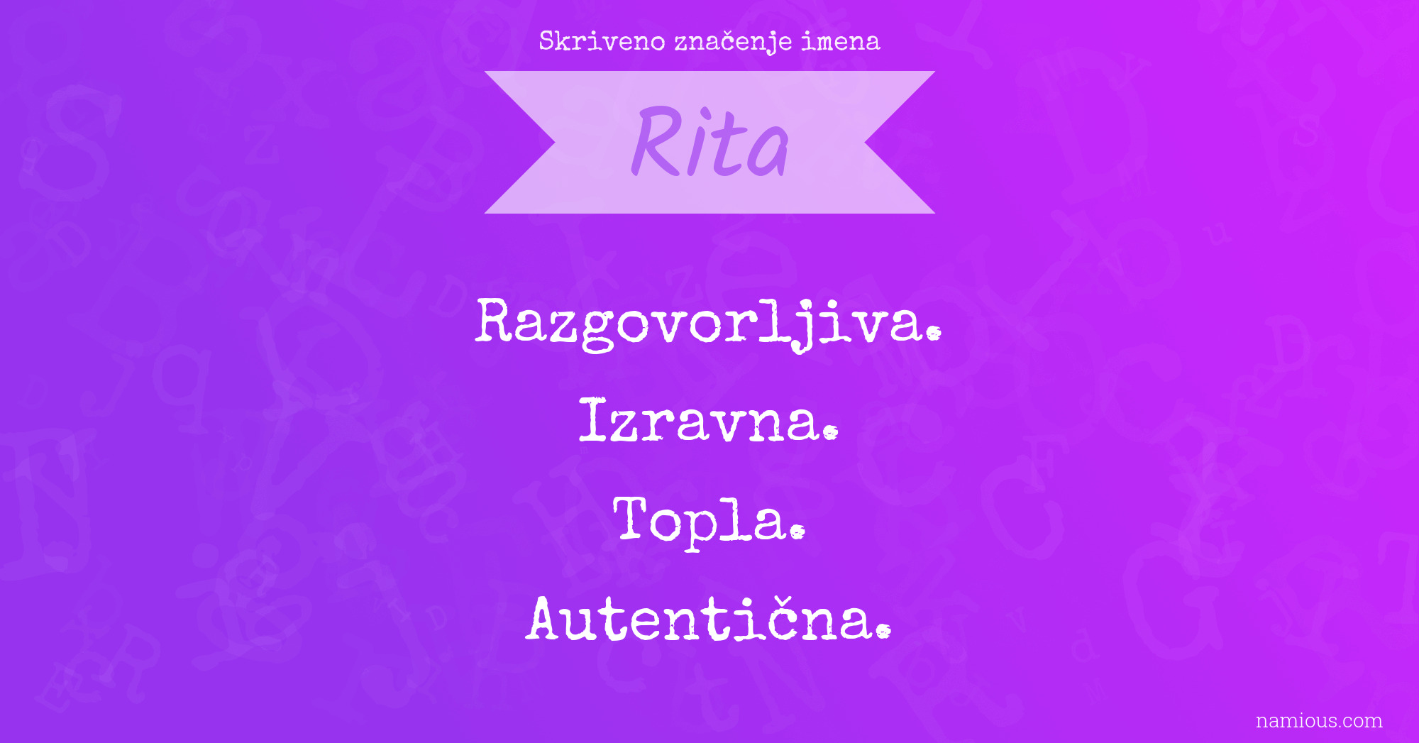 Skriveno značenje imena Rita