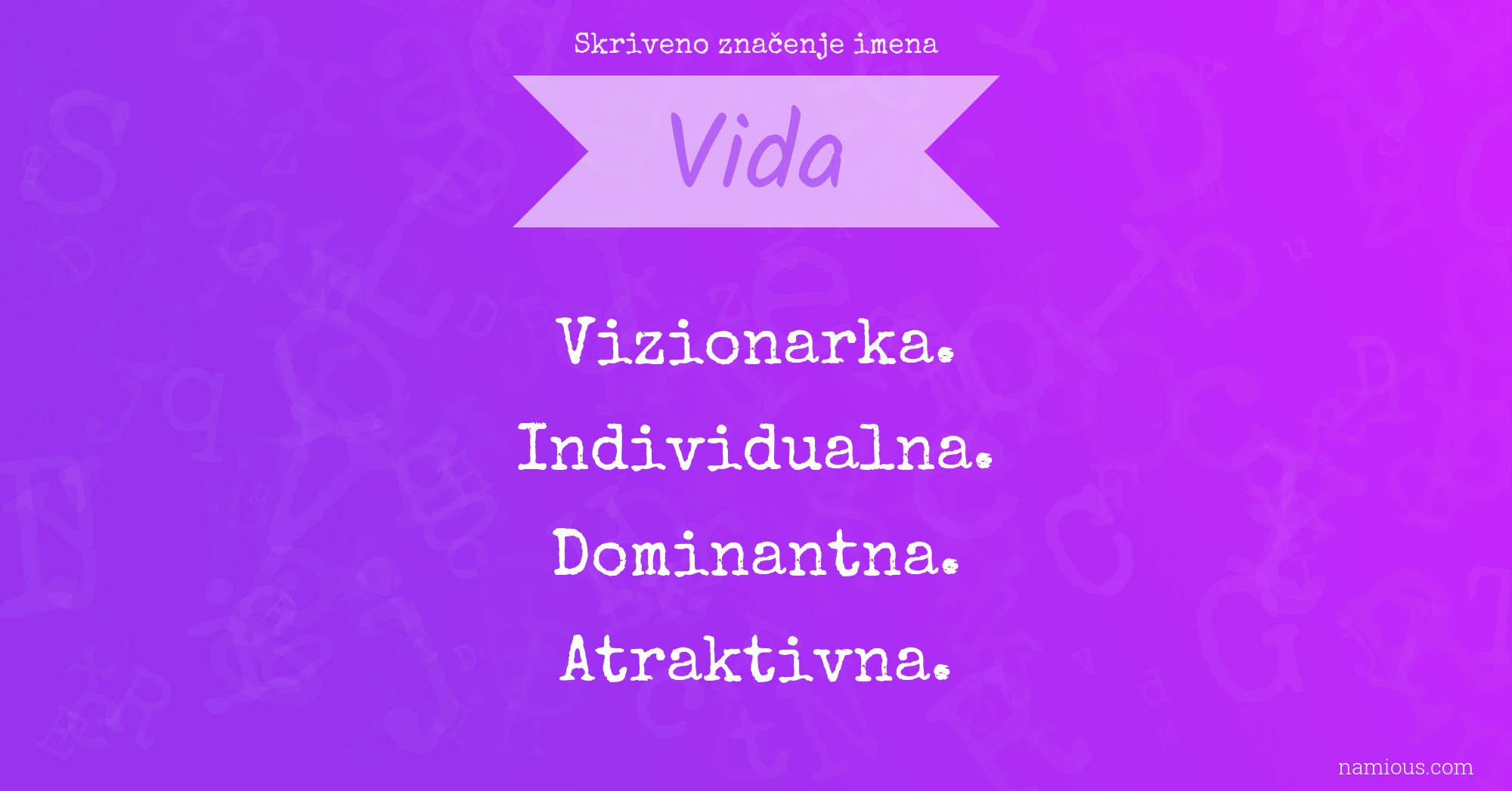 Skriveno značenje imena Vida