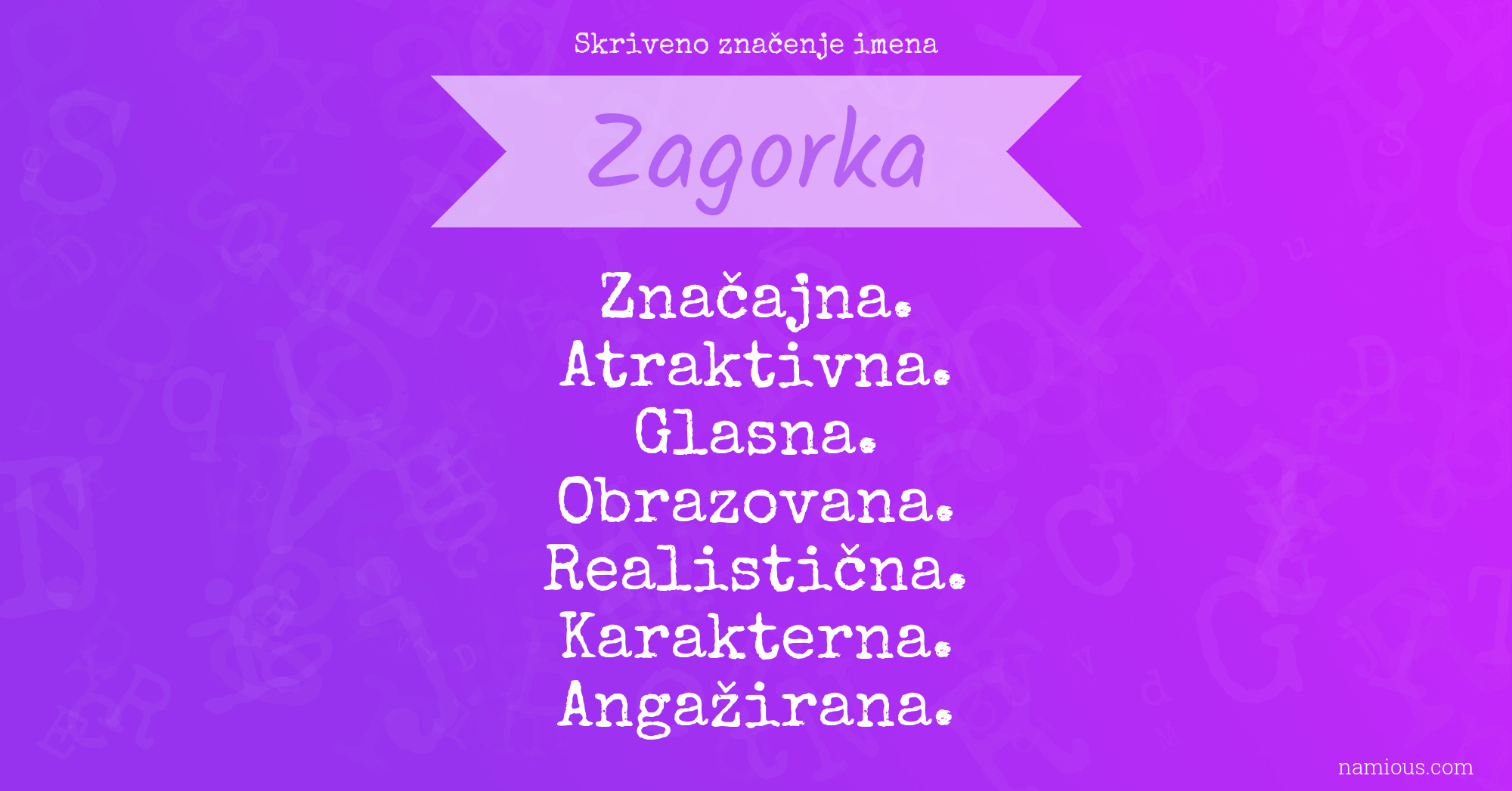 Skriveno značenje imena Zagorka