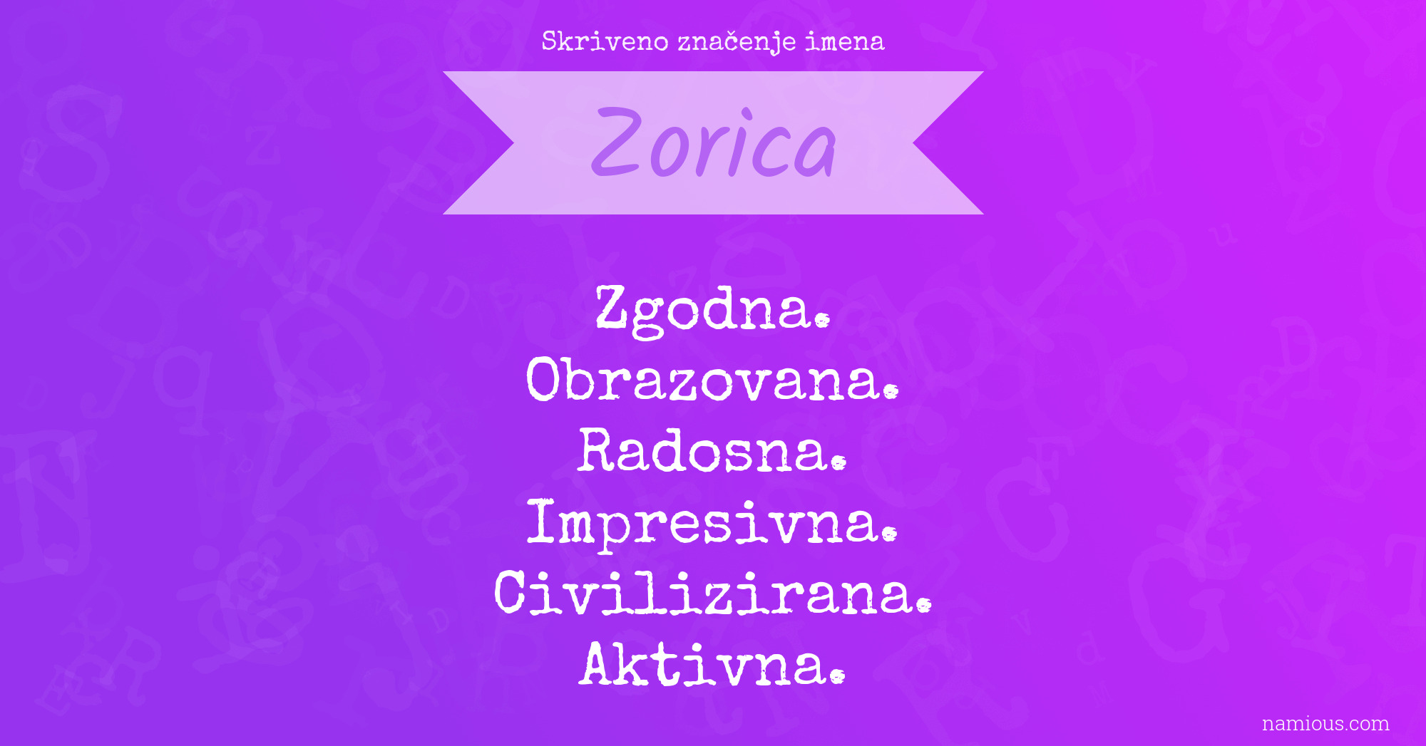 Skriveno značenje imena Zorica