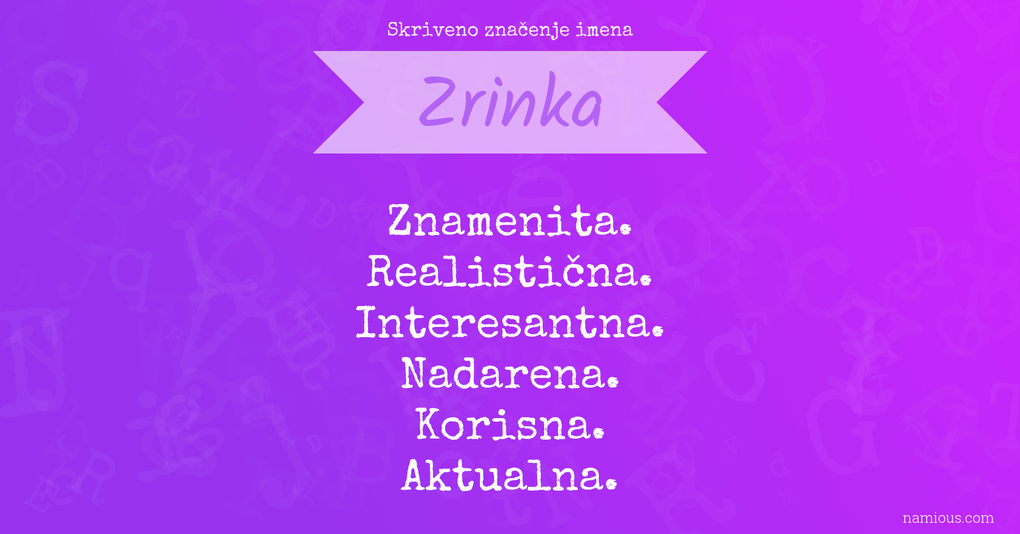 Skriveno značenje imena Zrinka