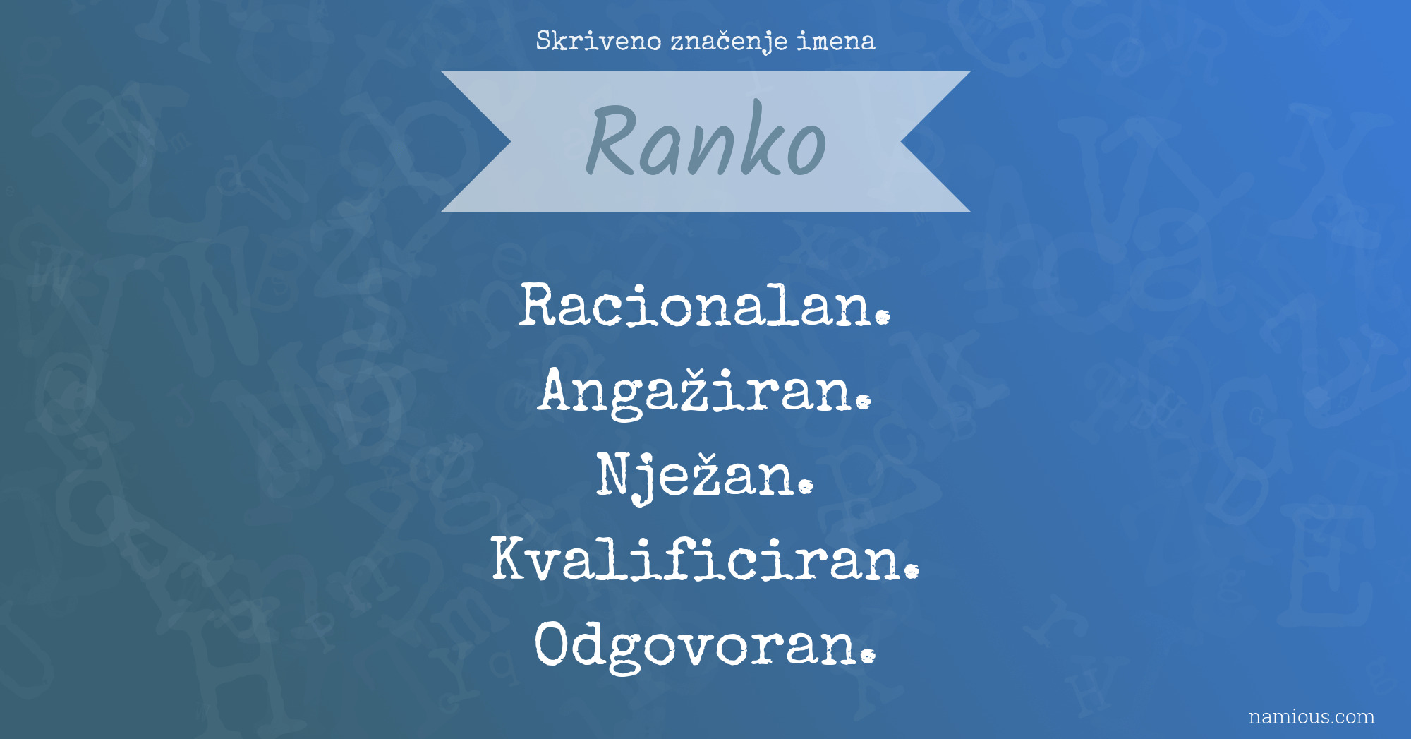 Skriveno značenje imena Ranko