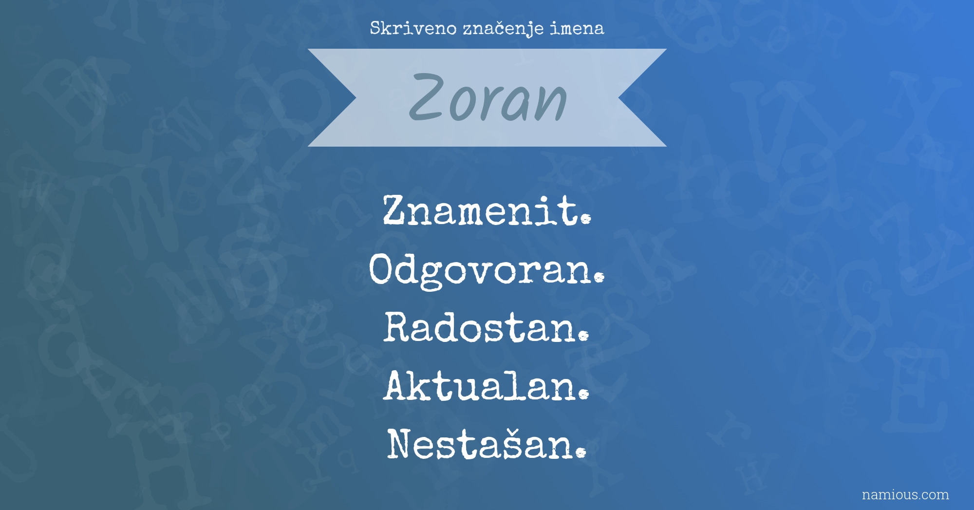 Skriveno značenje imena Zoran